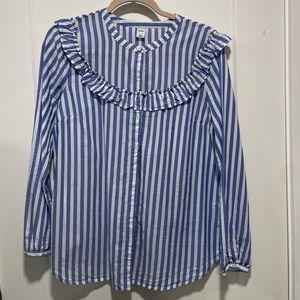 Old Navy Women Blue Long Sleeve Button-Down Shirt MEDIUM